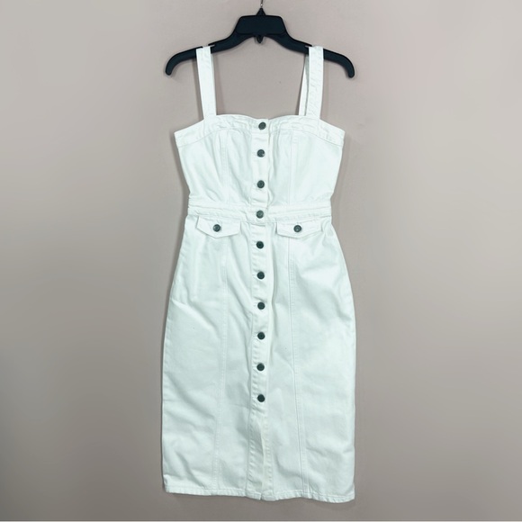 GRLFRND White Button Down Sleeveless Denim Overall Midi Petra Dress Size S NWT - Picture 6 of 8